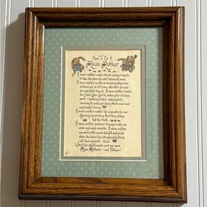 90’s Vintage Cottagecore Wooden Framed Wall Art “How To Be a Mean Mother” Poem